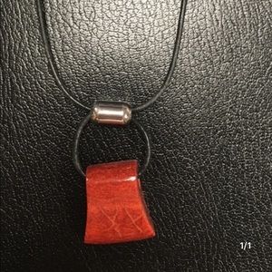 Silpada  Silver, leather, Red Coral Necklace